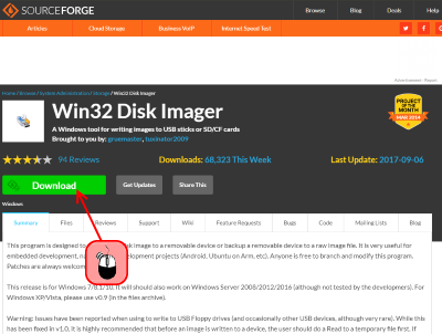 Win32 Disk Imager ダウンロード