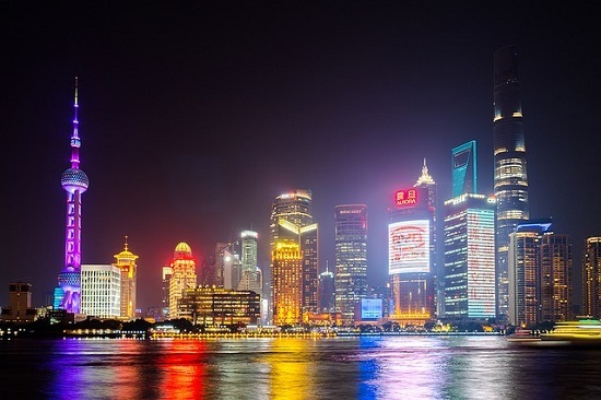 中国の上海の夜景