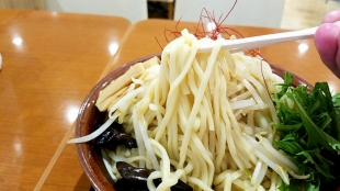 ふじのｲｵﾝ新潟南　辛つけ麺　麺