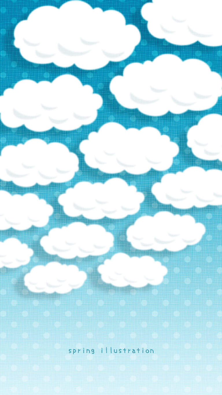 【ひつじ雲】空のイラストスマホ壁紙