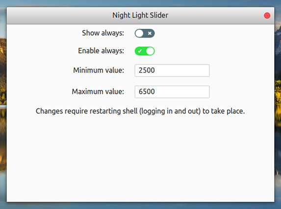 Night Light Slider GNOME拡張機能 夜間モード オプション