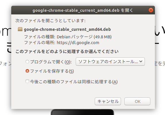 Ubuntu 18.04 Google Chrome インストール